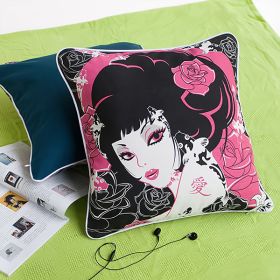 [Oriental Love] Cotton Decorative Pillow Cushion / Floor Cushion (19.7 by 19.7 inches)