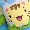 [Kitty Meow] Embroidered Applique Pillow Cushion / Floor Cushion (19.7 by 19.7 inches)