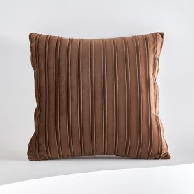 Netherlands Velvet Striped Pleated Cushion Cushion (Option: Caramel brown-45x45cm)