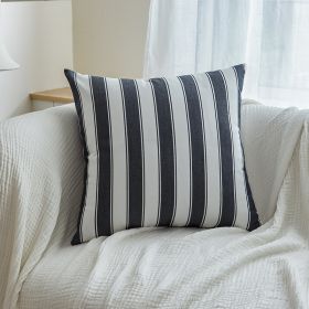 Polyester Cotton Black And White Checkered Pillow And Backrest Cushion (Option: Middle stripe-50x50cm witn core)