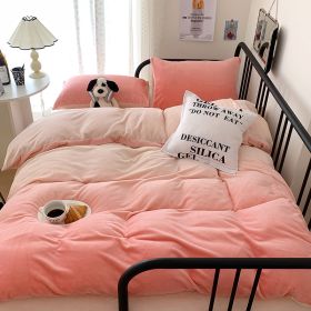 Cream Girl Gradient Color Milk Fiber Four-piece Set (Option: Gradually Varied Pink Ye-120cm Bed Sheet)