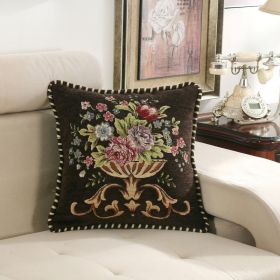 Light Luxury Flower Curled Chenille Pillow Home (Option: Coffee-48x48cm Pillow)