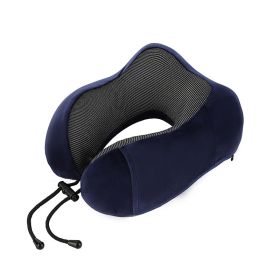 U-shape Pillow Travel Pillow Of Memory Foam Neck Pillow Siesta Neck Pillow Neck Pillow Magnetic Cloth U-shaped Pillow (Option: Navy Blue-30x25x15cm)