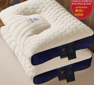 Natural Memory Cervical Protection And Sleep Aid Latex Pillow (Option: Antibacterial Blue-Middle pillow single)