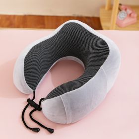 U-shape Pillow Travel Pillow Of Memory Foam Neck Pillow Siesta Neck Pillow Neck Pillow Magnetic Cloth U-shaped Pillow (Option: Light Gray-30x25x15cm)