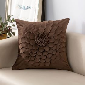 Affordable Luxury Style French Cream Style Three-dimensional Petals Netherlands Velvet Simple Sofa Pillow (Option: Coffee-45x45CM Pillowcase)