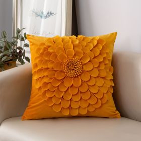 Affordable Luxury Style French Cream Style Three-dimensional Petals Netherlands Velvet Simple Sofa Pillow (Option: Yellow-45x 45CM Pillow)