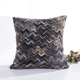 Blended Wool Stripes Knitted Cushion Cover Without Core (Option: Black-45x45cm)