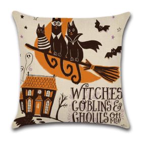 Halloween Cartoon Linen Throw Pillowcase (Option: 3 Style-45x45cm)