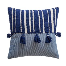 Minimalist Retro Home Pillow Cover (Option: Dark Blue Stripes-45x45cm Without Core)