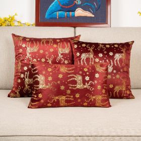 Netherlands Velvet Bronzing Christmas Style Pillow Cover (Option: Wine Red-30x50cm Hug Without Core)